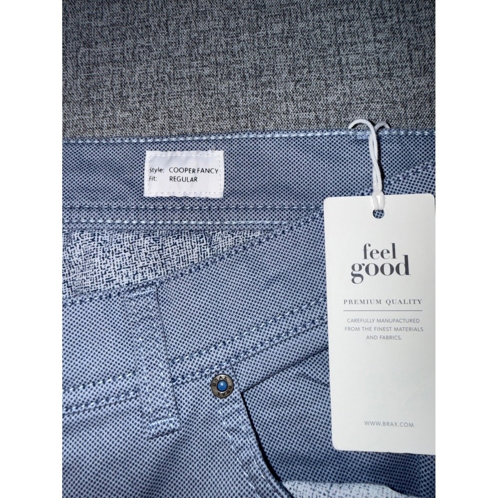 NWT New Brax Feel Good Cooper Fancy Regular Fit Tritone Cotton Blue Pants 40X34 - Picture 3 of 15